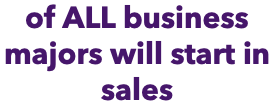 of ALL business majors will start in sales
